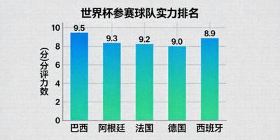 世界杯参赛球队实力排名柱状图